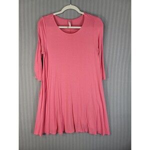 mittoshop womens tunic top pink jersey knit l/XL pockets lagenlook stretch